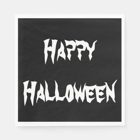 Spooky Schattigee Black Happy Halloween Papier ser Servet (Voorkant)