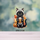 Spooky Schattigee Cat Halloween Acryl Bord (Neutraal)