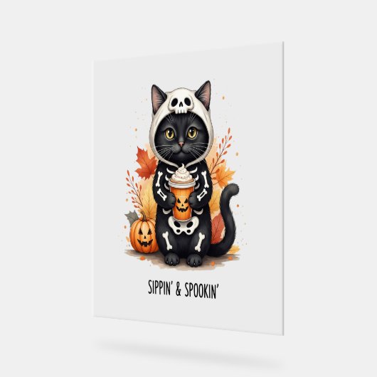 Spooky Schattigee Cat Halloween Acryl Bord (Hoek)