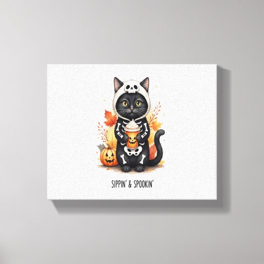 Spooky Schattigee Cat Halloween Canvas Afdruk (Voorkant)