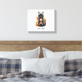 Spooky Schattigee Cat Halloween Canvas Afdruk (Insitu (Slaapkamer))