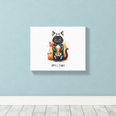 Spooky Schattigee Cat Halloween Canvas Afdruk (Insitu (Houten vloer))