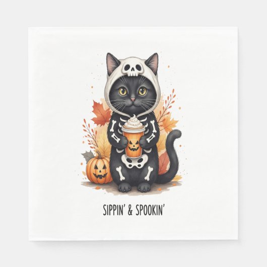 Spooky Schattigee Cat Halloween Servet (Voorkant)