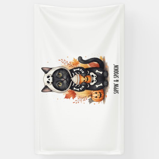 Spooky Schattigee Cat Halloween Spandoek (Verticaal)