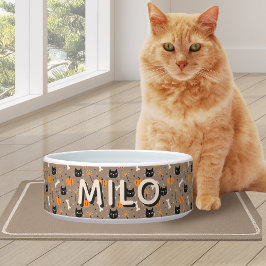 Spooky Schattigee Custom Halloween Pumpkin & Black Voerbakje