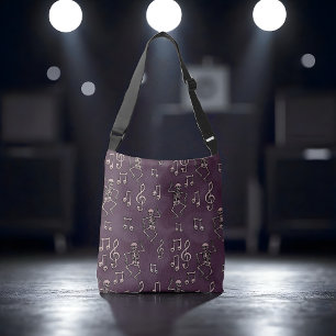 Spooky Schattigee Dancing Skeleton Muzieknoten Hal Crossbody Tas