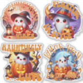 Spooky Schattigee Geesten en Volle Maan Sticker Bl (Voorkant)