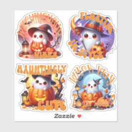 Spooky Schattigee Geesten en Volle Maan Sticker Bl
