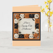 Spooky Schattigee gehaakte pompoen Halloween Groet Kaart (Gele Bloem)