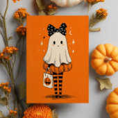 Spooky Schattigee Ghost Burnt Oranje grillige Hall Briefkaart