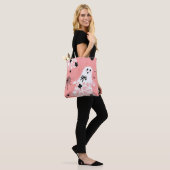 Spooky Schattigee Ghost Canvas tas – Bloemenpastel (Op model)