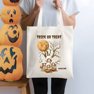 Spooky Schattigee Ghost Family Trick or treat Tote Bag