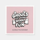 Spooky Schattigee Ghost Halloween Verjaardag Servet (Voorkant)