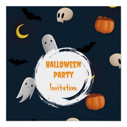 Spooky Schattigee Ghost Pumpkin Dark Halloween Par Perfect Poster (Voorkant)