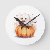 Spooky Schattigee Ghost Reading - Gezellige Hallow Ronde Klok (Voorkant)