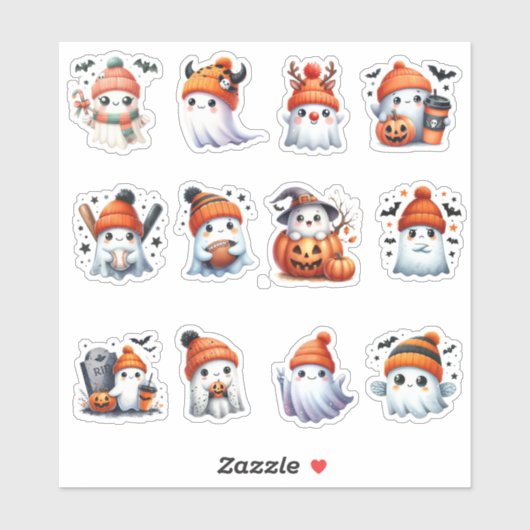 Spooky Schattigee Ghost Sticker Collectie (Vel)