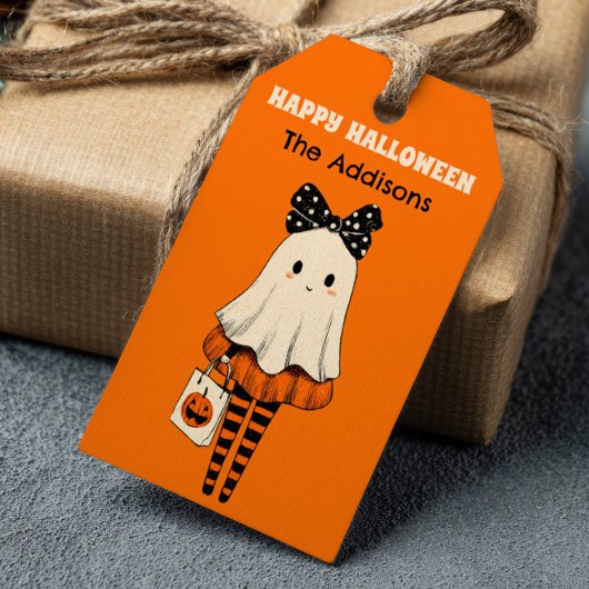 Spooky Schattigee Ghost Trick or treat Happy Hallo Cadeaulabel