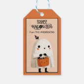 Spooky Schattigee Ghost Waterverf Happy Halloween Cadeaulabel (Voorkant)