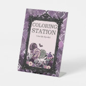 Spooky Schattigee Gotische paarse KLEURSTATION Reclamebord Met Voetstuk (Voorkant)