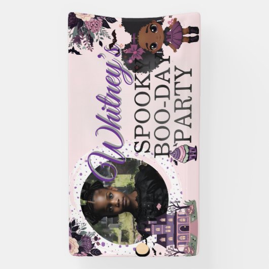 Spooky Schattigee gotische Paarse Verjaardag meisj Spandoek (Verticaal)