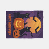 Spooky Schattigee Halloween - Black Cats & Pumpkin Fleece Deken (Voorkant (Horizontaal))