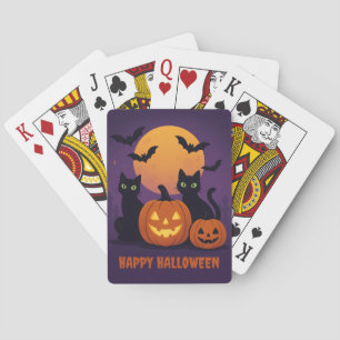 Spooky Schattigee Halloween - Black Cats & Pumpkin Pokerkaarten