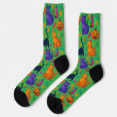 Spooky Schattigee Halloween Cat & Pumpkin Crew Sok (Links)