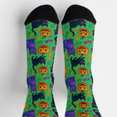 Spooky Schattigee Halloween Cat & Pumpkin Crew Sok (Top)