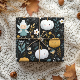 Spooky Schattigee Halloween Fairy met Pastel Pumpk Cadeaupapier