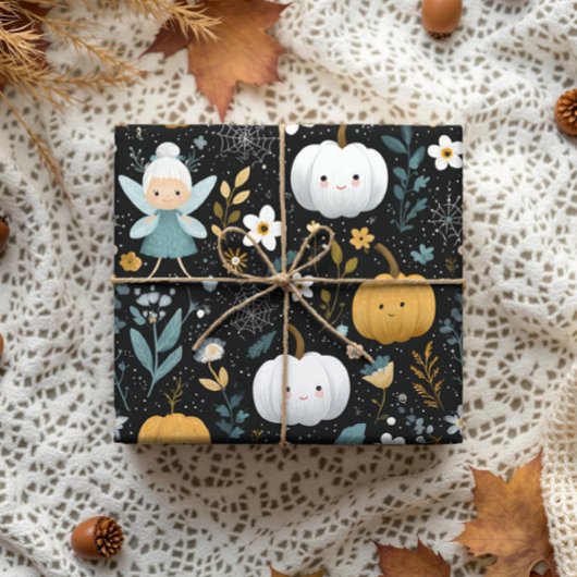 Spooky Schattigee Halloween Fairy met Pastel Pumpk Cadeaupapier