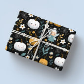 Spooky Schattigee Halloween Fairy met Pastel Pumpk Cadeaupapier