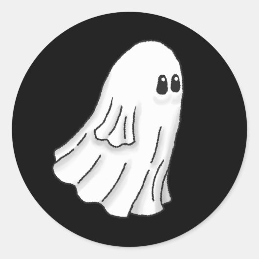 Spooky & Schattigee Halloween Ghost Ronde Sticker (Voorkant)