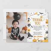 Spooky Schattigee Halloween Ghost verjaardagsfeest Bedankkaart (Voorkant)