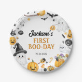 Spooky Schattigee Halloween Ghost Verjaardagsfeest Papieren Bordje (Voorkant)
