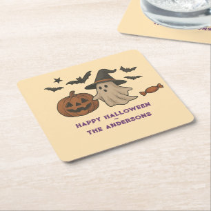 Spooky Schattigee Halloween - Ghosts, Bats & Snoep Kartonnen Onderzetters