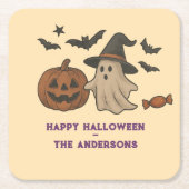 Spooky Schattigee Halloween - Ghosts, Bats & Snoep Kartonnen Onderzetters (Voorkant)