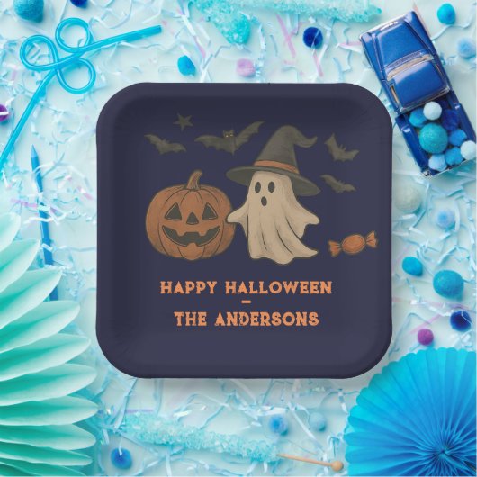 Spooky Schattigee Halloween - Ghosts, Bats & Snoep Papieren Bordje (Feest)