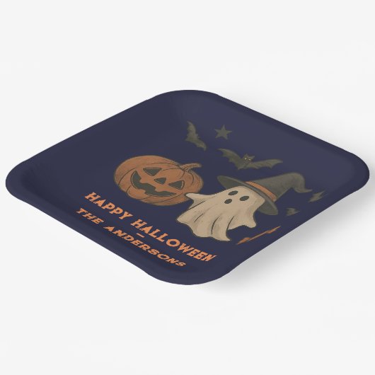 Spooky Schattigee Halloween - Ghosts, Bats & Snoep Papieren Bordje (Gebogen)