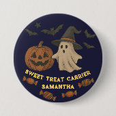 Spooky Schattigee Halloween - Ghosts, Bats & Snoep Ronde Button 7,6 Cm (Voorkant)