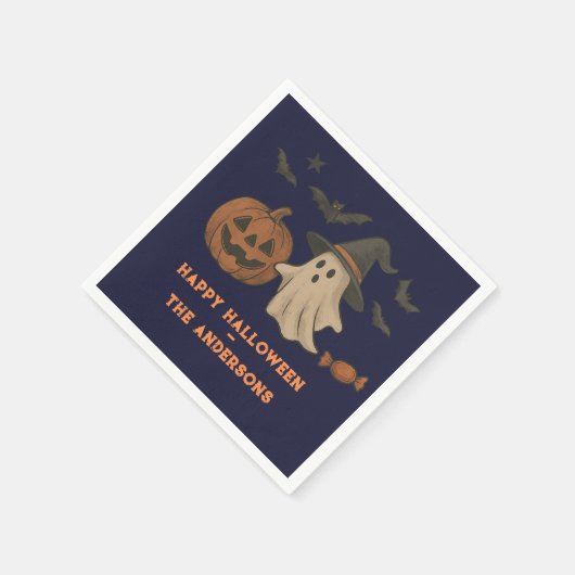 Spooky Schattigee Halloween - Ghosts, Bats & Snoep Servet (Hoek)