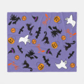 Spooky Schattigee Halloween Icon Paarse Fleece Dek (Voorkant (Horizontaal))