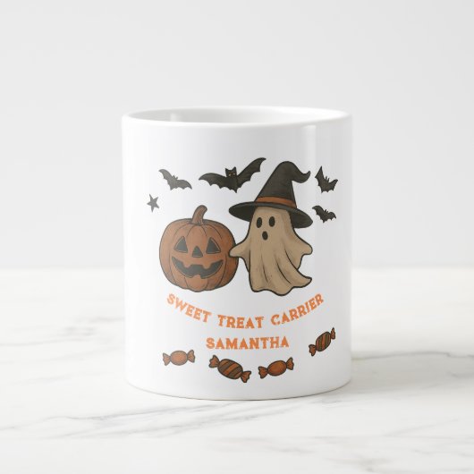 Spooky Schattigee Halloween-Mok - Boos, Bats & Tre Grote Koffiekop (Voorkant)