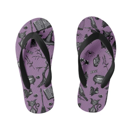 Spooky Schattigee Halloween Paarse Kinder Teenslippers (Voetbed)