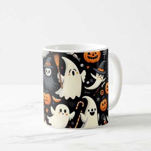 Spooky Schattigee Halloween Pattern Mok (Voorkant rechts)