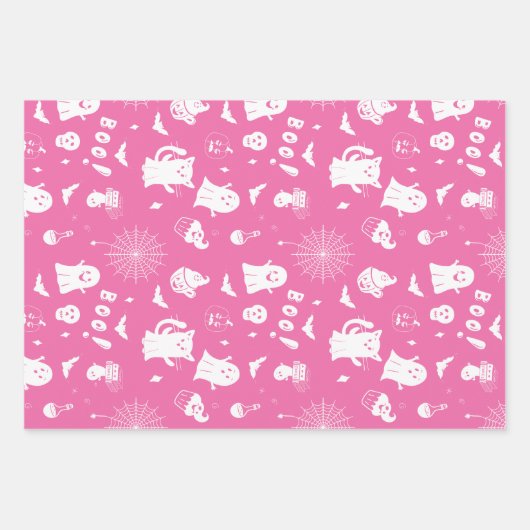 Spooky Schattigee Halloween Pattern Wrapping Paper (Voorkant)