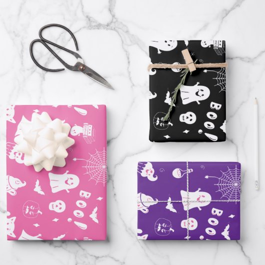 Spooky Schattigee Halloween Pattern Wrapping Paper (Voorkant)
