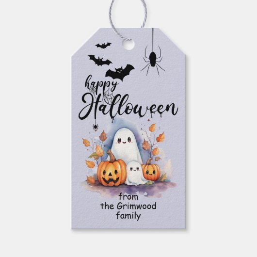 Spooky Schattigee  Halloween Photo Gift Label Cadeaulabel (Voorkant)