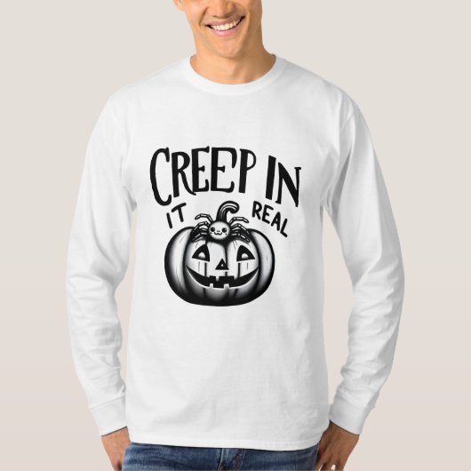 Spooky Schattigee Halloween pompoen en Spider T-sh T-shirt (Voorkant)