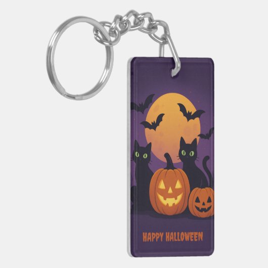 Spooky Schattigee Halloween Sleutelhanger – Black (Voorkant Links)