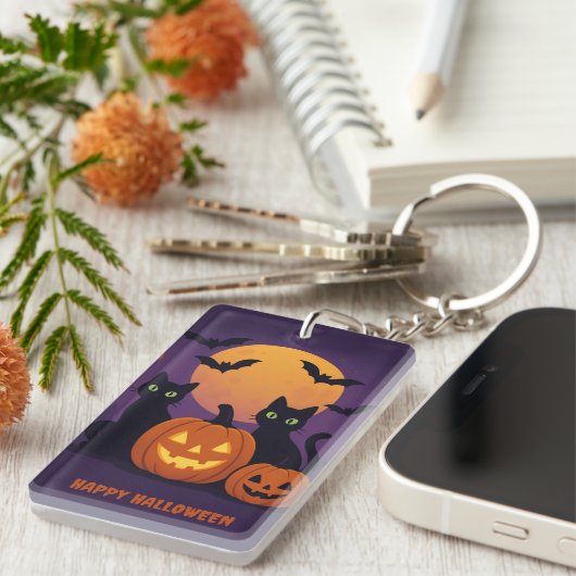 Spooky Schattigee Halloween Sleutelhanger – Black  (Voorkant Rechts)